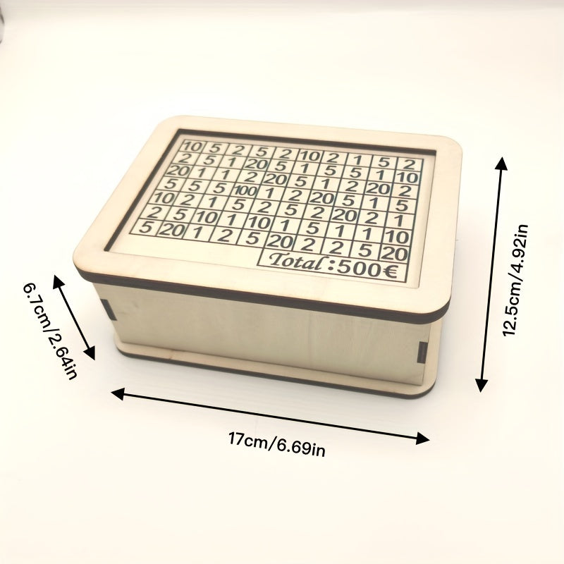 Creative Wooden Money Saving Box With 1000 500 Savings Plan Table