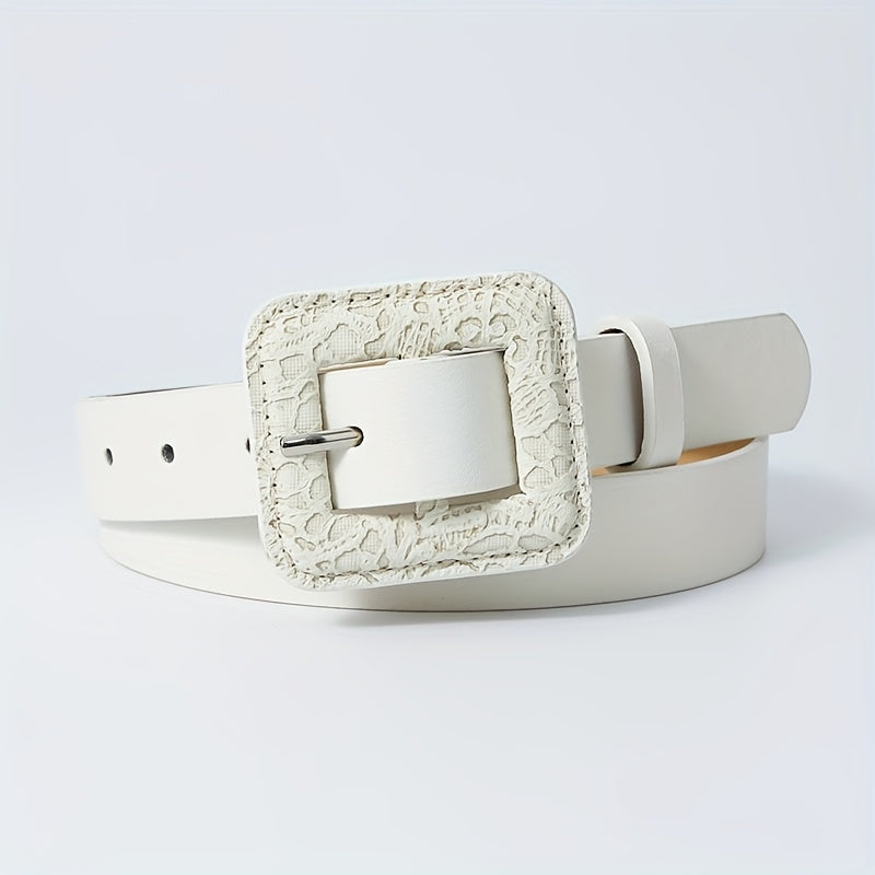 Snake Pattern Square Buckle Vintage Belt Women Dress Pants Belts