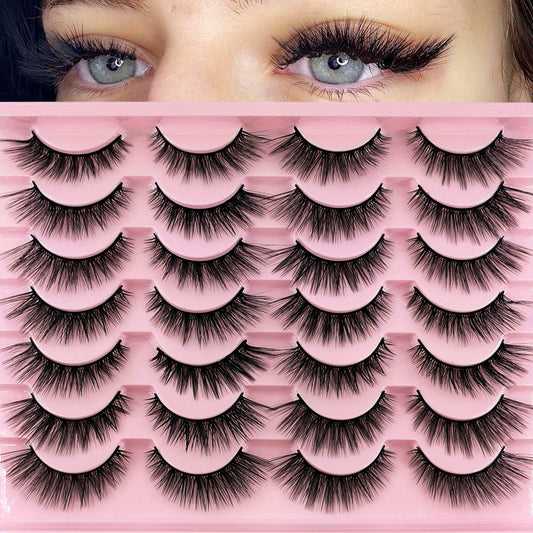 14 Pairs Cat Eye Lashes Natural Cross Faux Mink False Eyelashes