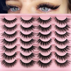 14 Pairs Cat Eye Lashes Natural Cross Faux Mink False Eyelashes