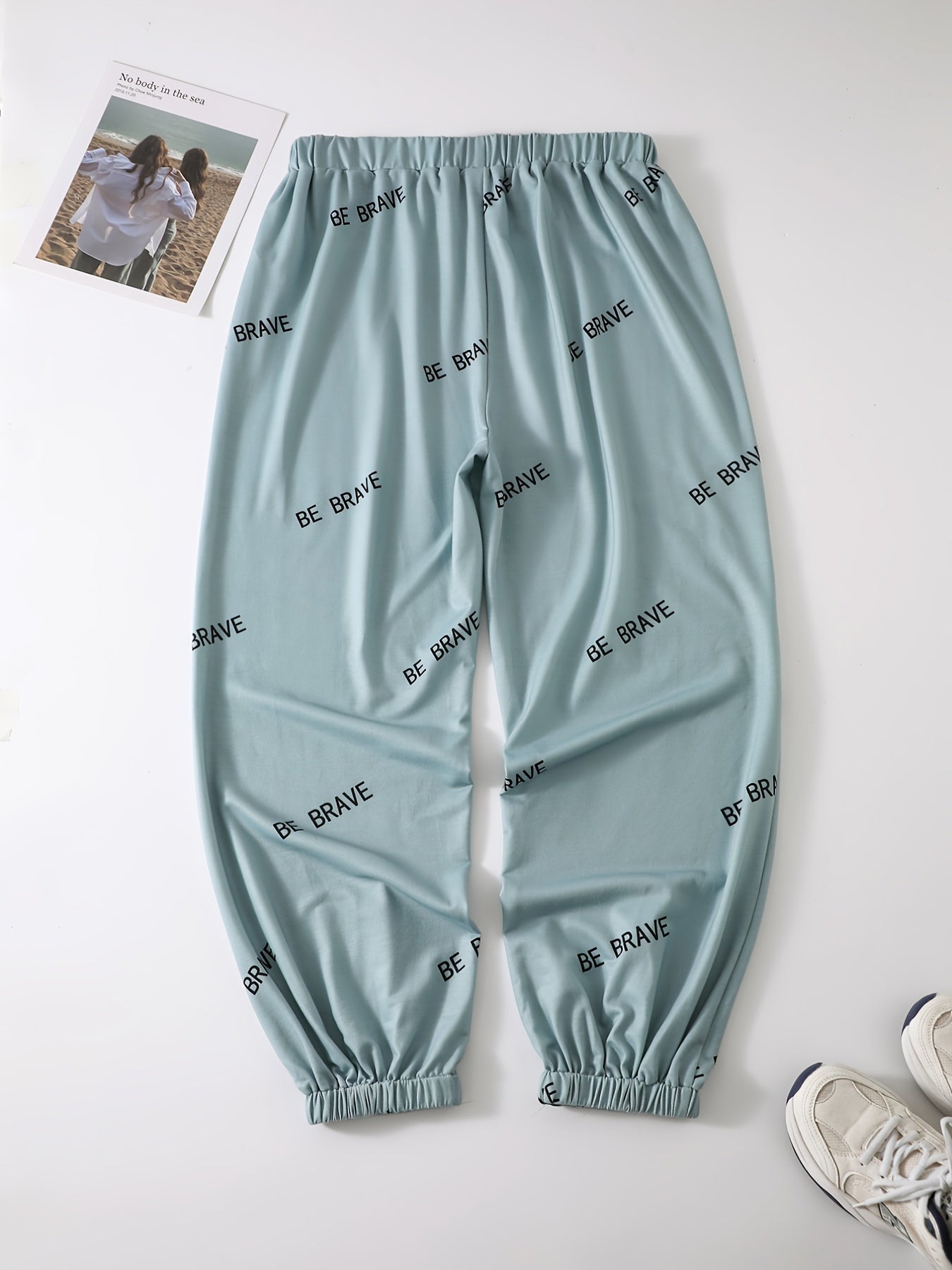  Letter Print High Waist Sweatpants Women's Plus Casual Pants