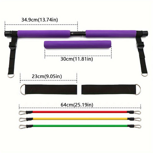 10pcs Pilates Fitness Stick Set Resistance Tension Rope for Body Shaping