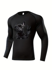 Skeleton Pattern Compression Shirt Men's Long Sleeve Athletic Baselayer