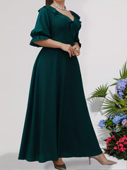  Ruffle Trim Maxi Bridesmaid Dress