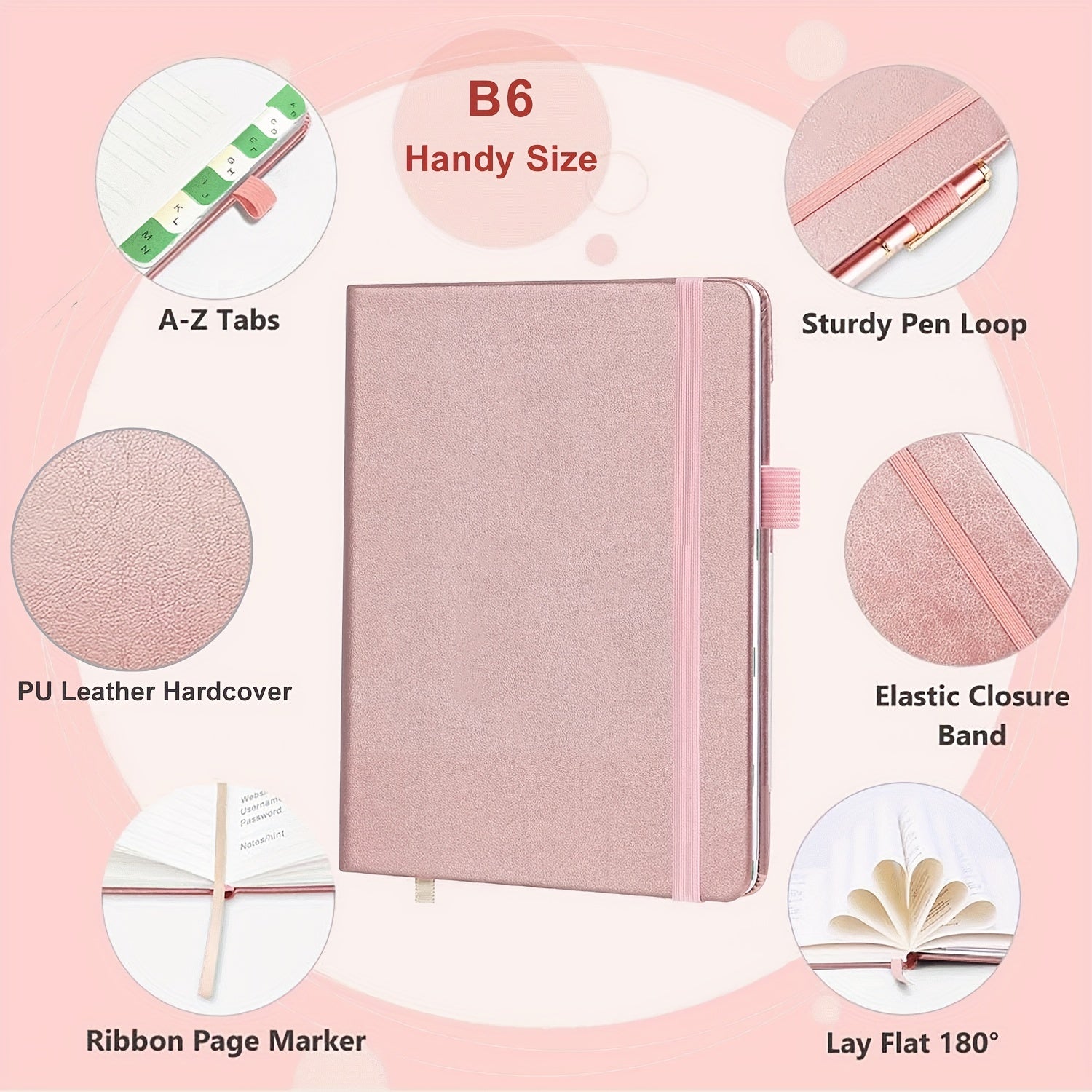 Password Book With Alphabetical Tabs Hardcover - Medium Size