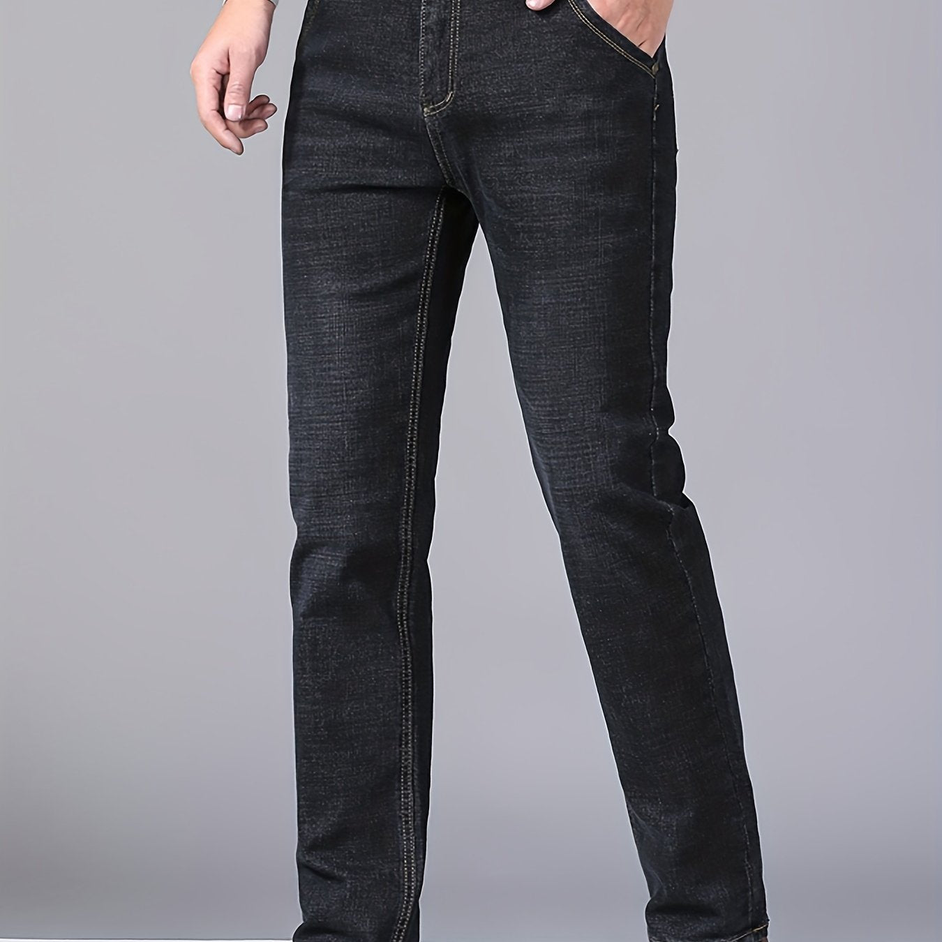 Men's Regular Straight Leg Jeans Semi-formal Stretch Denim Pants