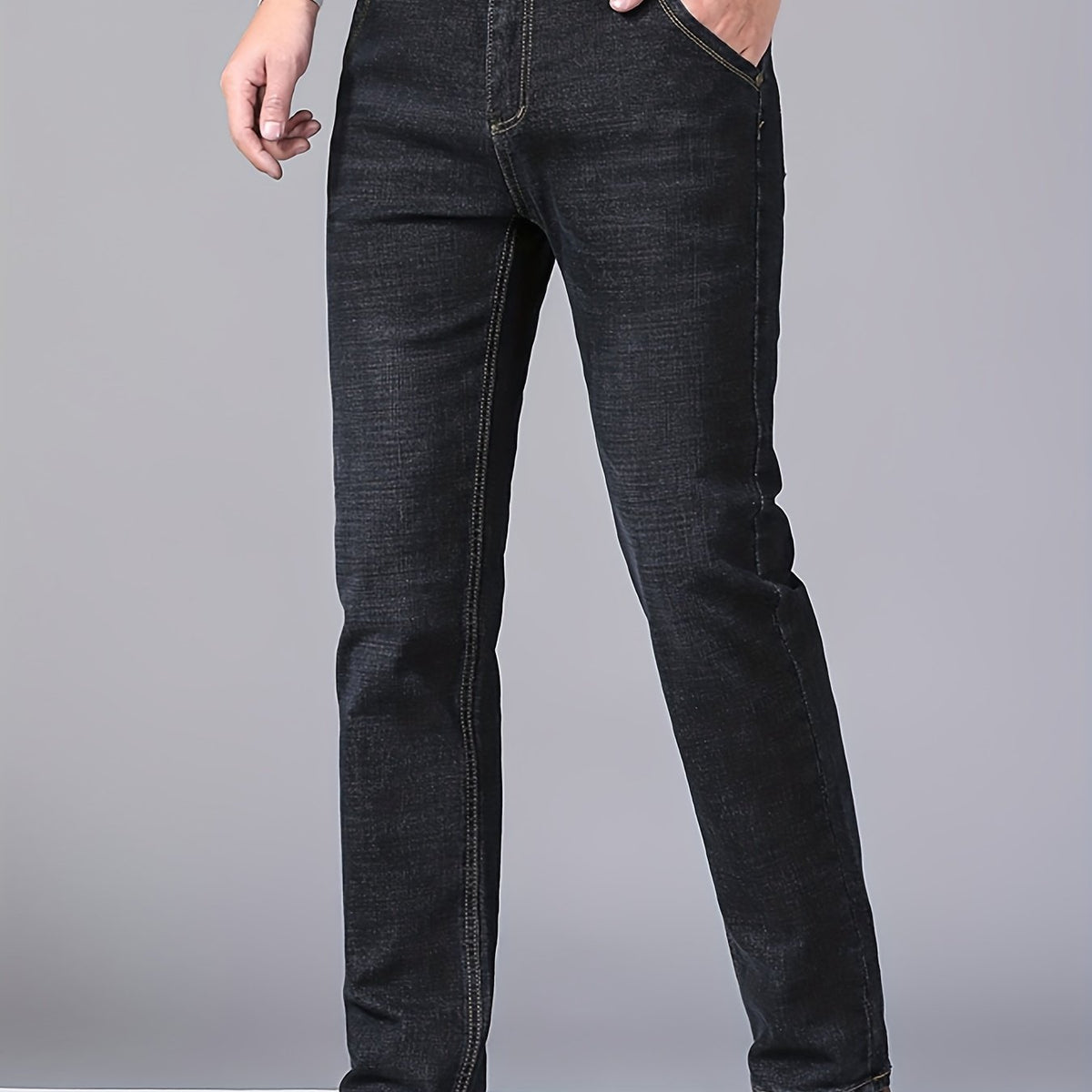 Men's Regular Straight Leg Jeans Semi-formal Stretch Denim Pants