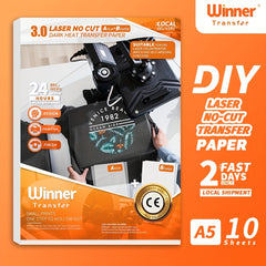 50 Laser No Cut Dark Thermal Transfer Paper A5 10 Sheets