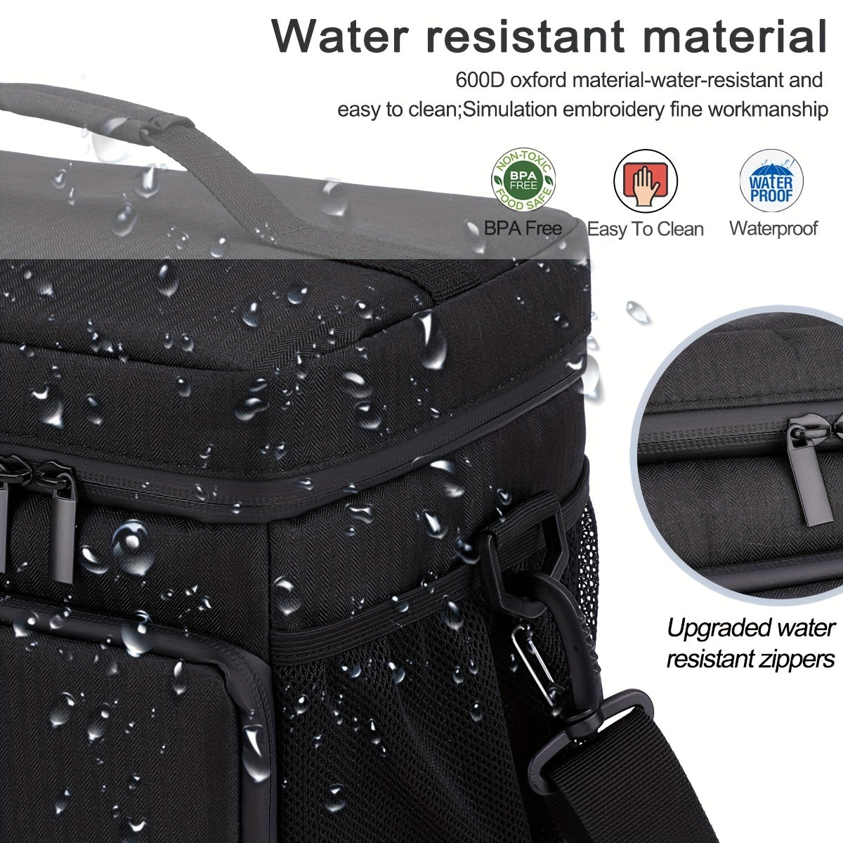 Large Capacity Insulated Lunch Bag with Adjustable Strap