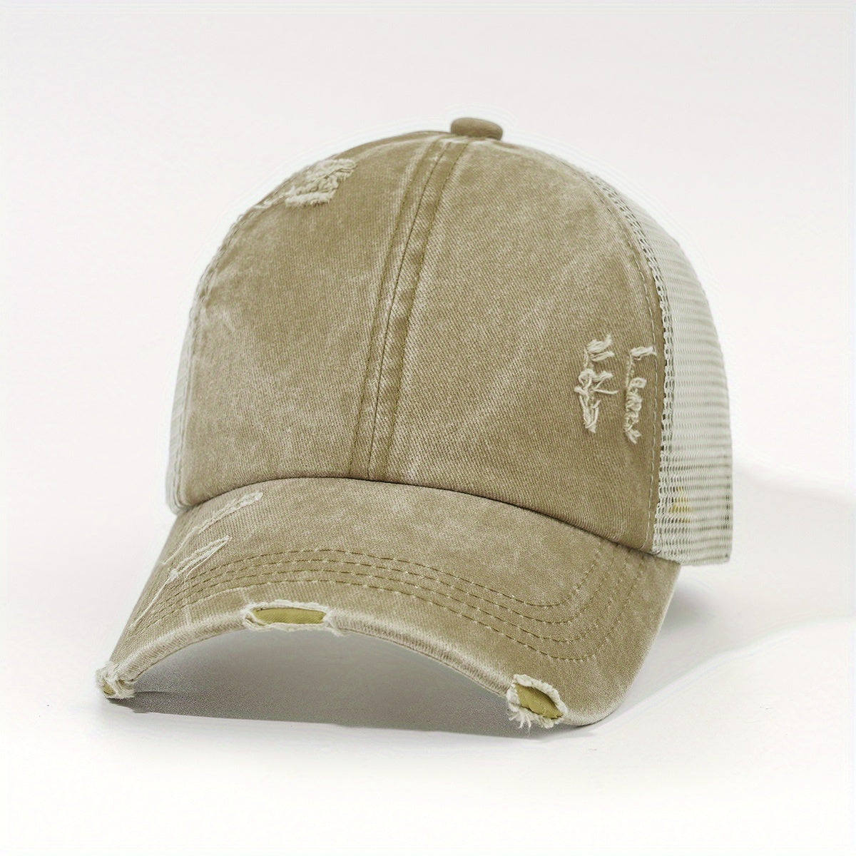 Leopard Print Ponytail Baseball Cap Mesh Trucker Hat