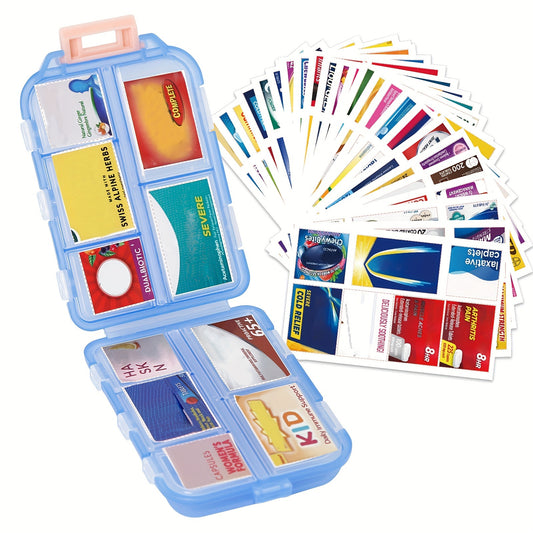Compact Pill Organizer, 10 Compartments, Weatherproof Storage