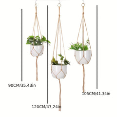 Boho Macrame Plant Hanger - Hemp Rope Planter for Indoor & Outdoor Gardening