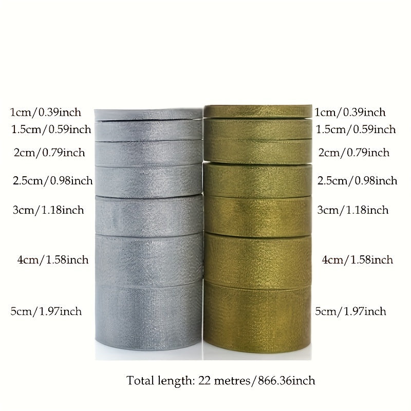 Gold & Silver Gift Wrapping Ribbon Holiday Decor Christmas Tree Ornament Bou