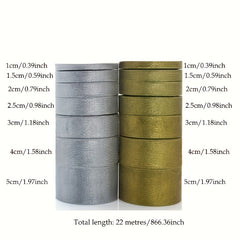 Gold & Silver Gift Wrapping Ribbon Holiday Decor Christmas Tree Ornament Bou