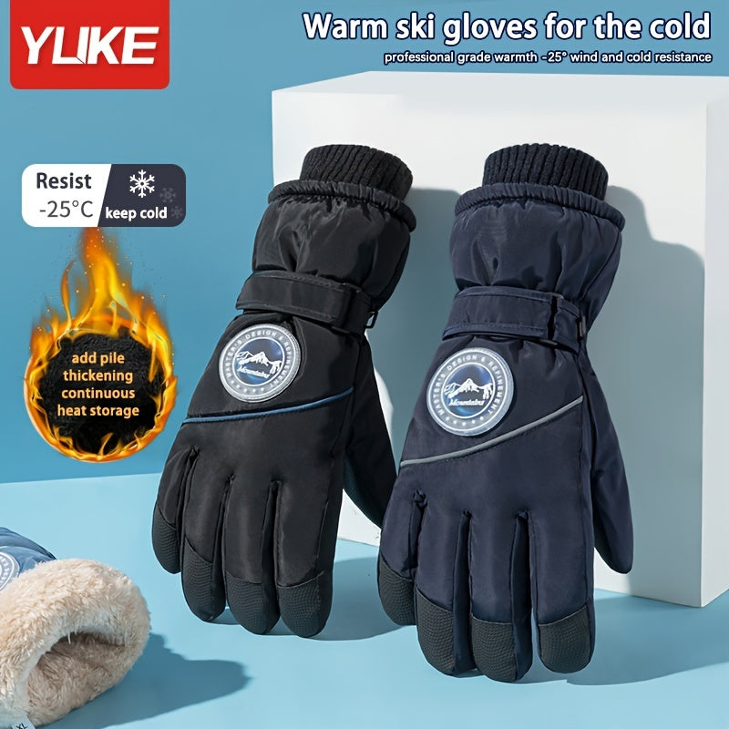 Men's Warm Ski Gloves Thickened Velvet Windproof Non slip Touch Screen Gloves