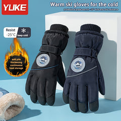 Men's Warm Ski Gloves Thickened Velvet Windproof Non slip Touch Screen Gloves