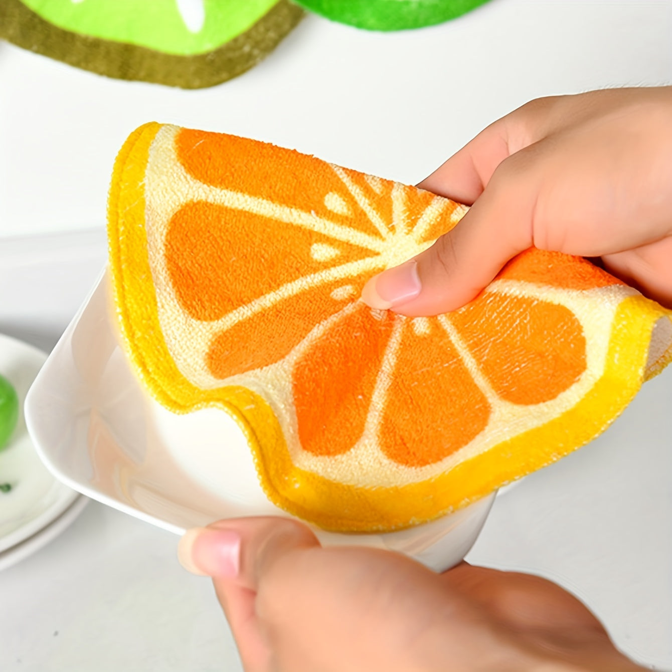 4pcs Fruit Pattern Hanging Towel Absorbent Soft Towel For Bathroom