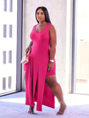  Solid Round Neck Oversized 2 Piece Set