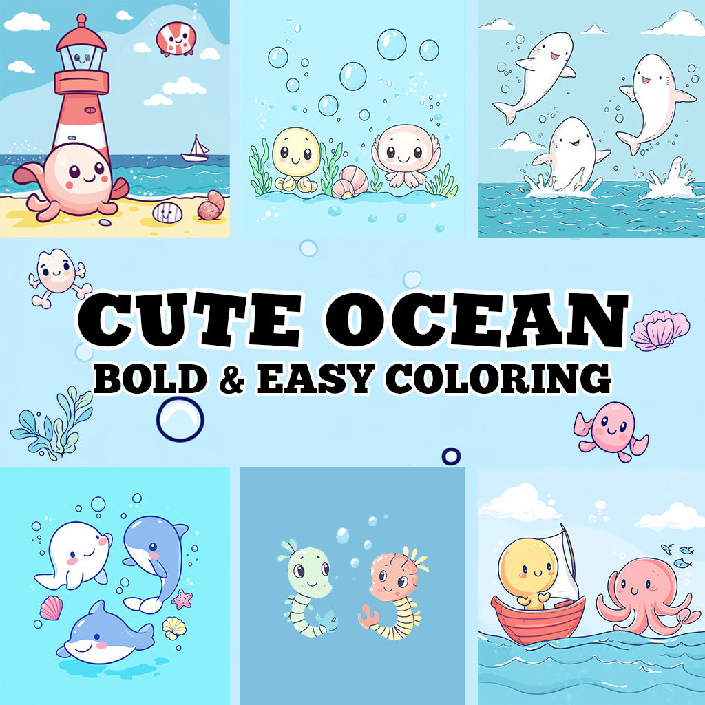 LSH Upgraded Deluxe Edition Thickened Paper 22 Pages Ocean Coloring Book