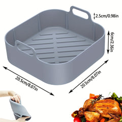 2pcs Air Fryer Silicone Pot With Handle Reusable Liner Heat Resistant Basket