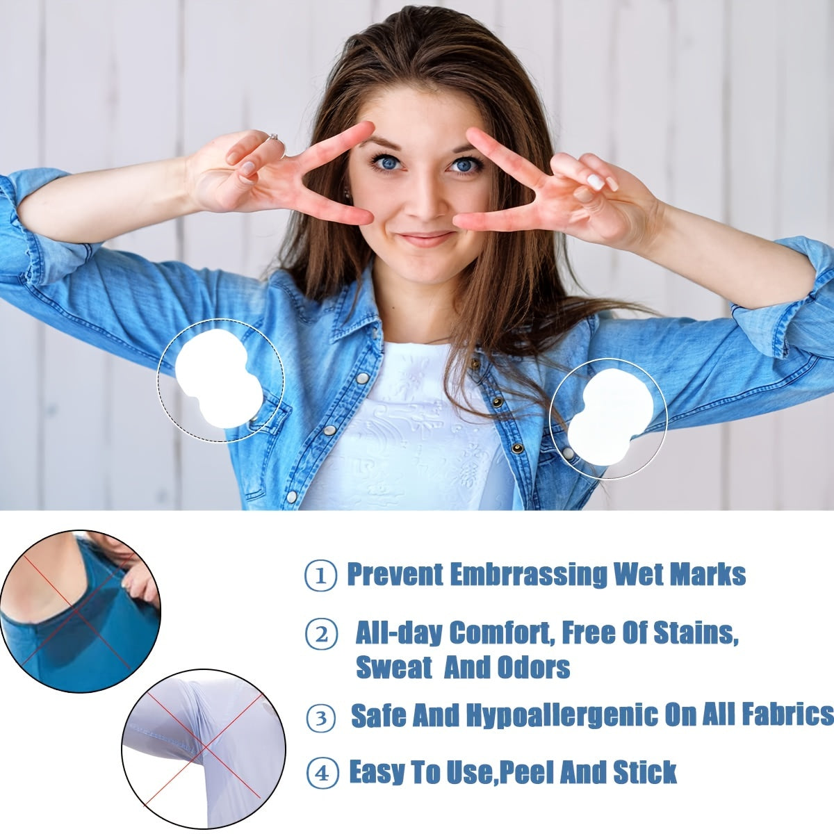 50pcs Sports Sweat Patch Breathable Underarm Pads