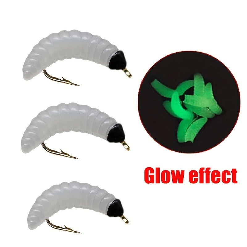 Artificial Maggot Fly Fishing Bait Wet Trout Worm Bait Hook