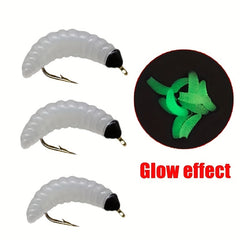Artificial Maggot Fly Fishing Bait Wet Trout Worm Bait Hook