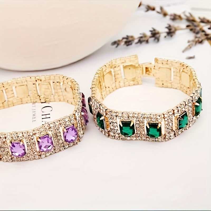 Square Artificial Diamond Gemstone Bracelet