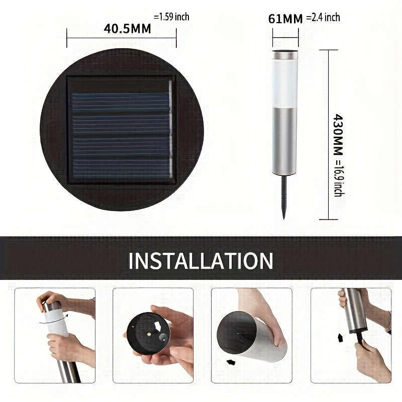 2pcs Solar Outdoor LED Light Stainless Steel Waterproof Modern Design