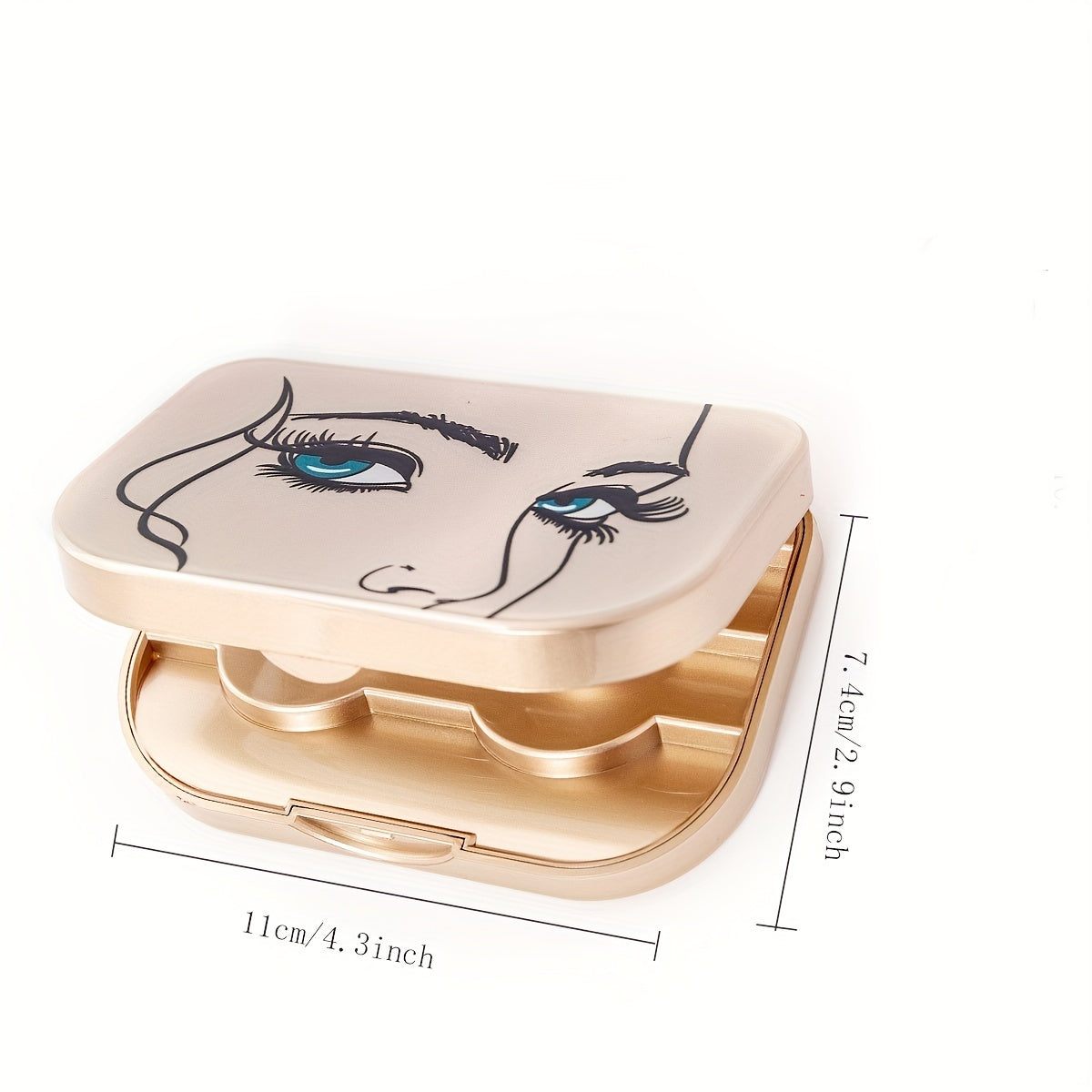 Golden Eyelash Storage Case with Mirror, Travel Makeup Organizer