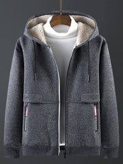 Men's Fall Winter Fleece Hooded Jacket
