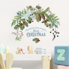Christmas Wall Stickers Pine Branches Pinecones Decals