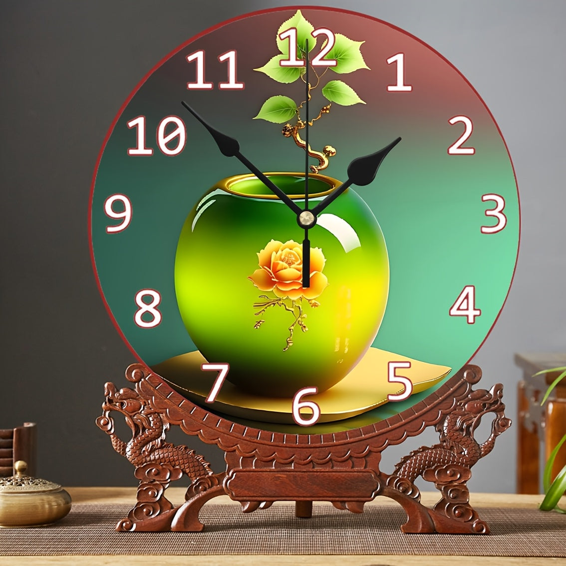 Decorative Round Wall Clock 2D Quartz Silent Desk Clock