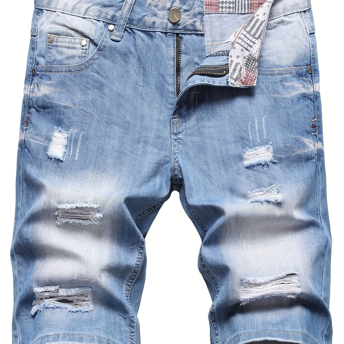 Men's Ripped Denim Shorts - Street Style Distressed Denim Shorts