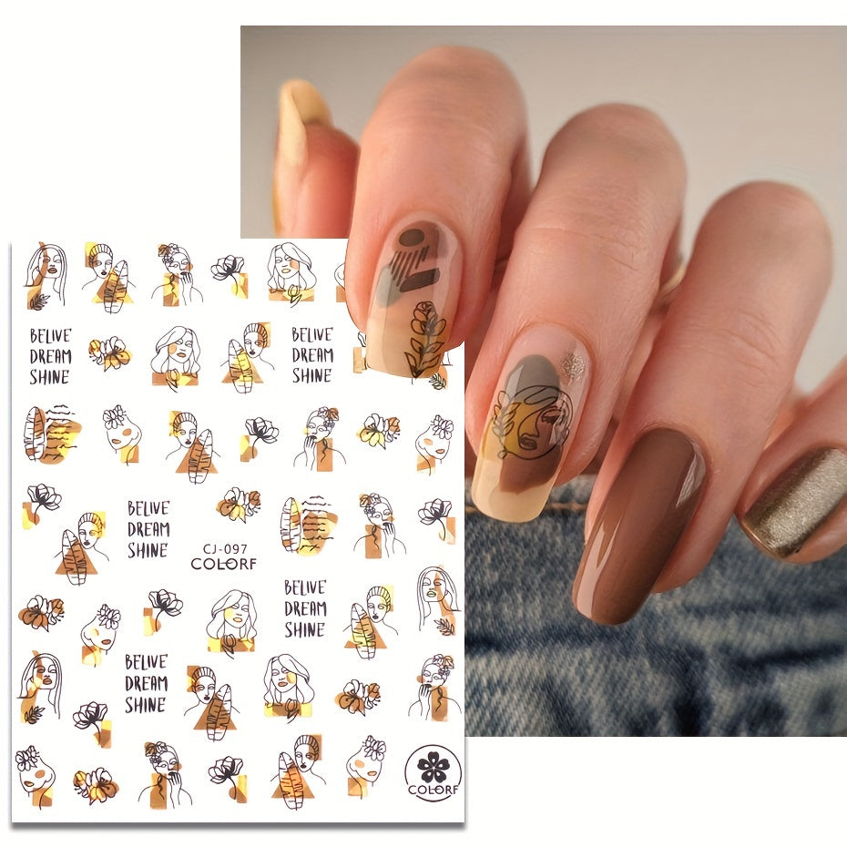 3D Graffiti Nail Art Stickers Abstract Line DIY Manicure Tips Decoration