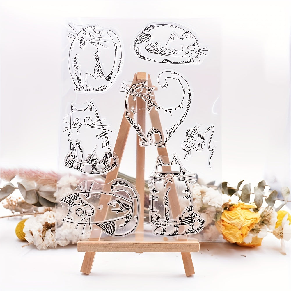 Cat Silicone Stamp for Crafts and Scrapbooking
