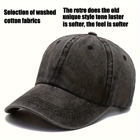 Washed Cotton Baseball Cap Sun Hat Trucker Hat Adjustable Baseball Cap