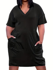  Tie Dye Short Sleeve V Neck Stretch Dress