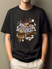 Men's Cartoon Print Hip Pop Tee - Short Sleeve Crew Neck T-shirt