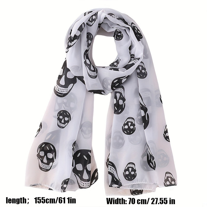 Punk Skull Print Scarf & Shawl Casual Windproof Head Wrap Sunscreen
