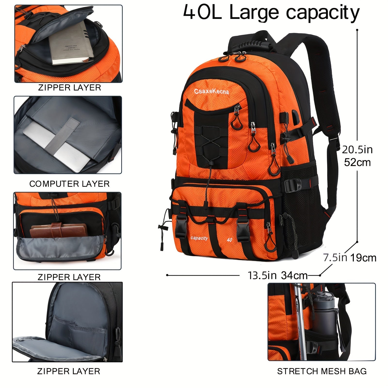 40L Waterproof Lightweight Travel Backpack Large Capacity Outdoor Sports Hiking