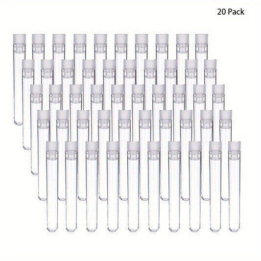 20pcs Transparent Plastic Test Tubes For Storage 8ml 25ml