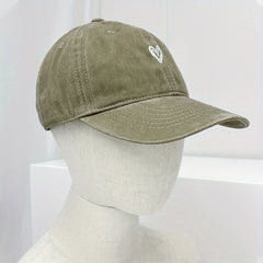 Unisex Adjustable Baseball Cap with Heart Embroidery