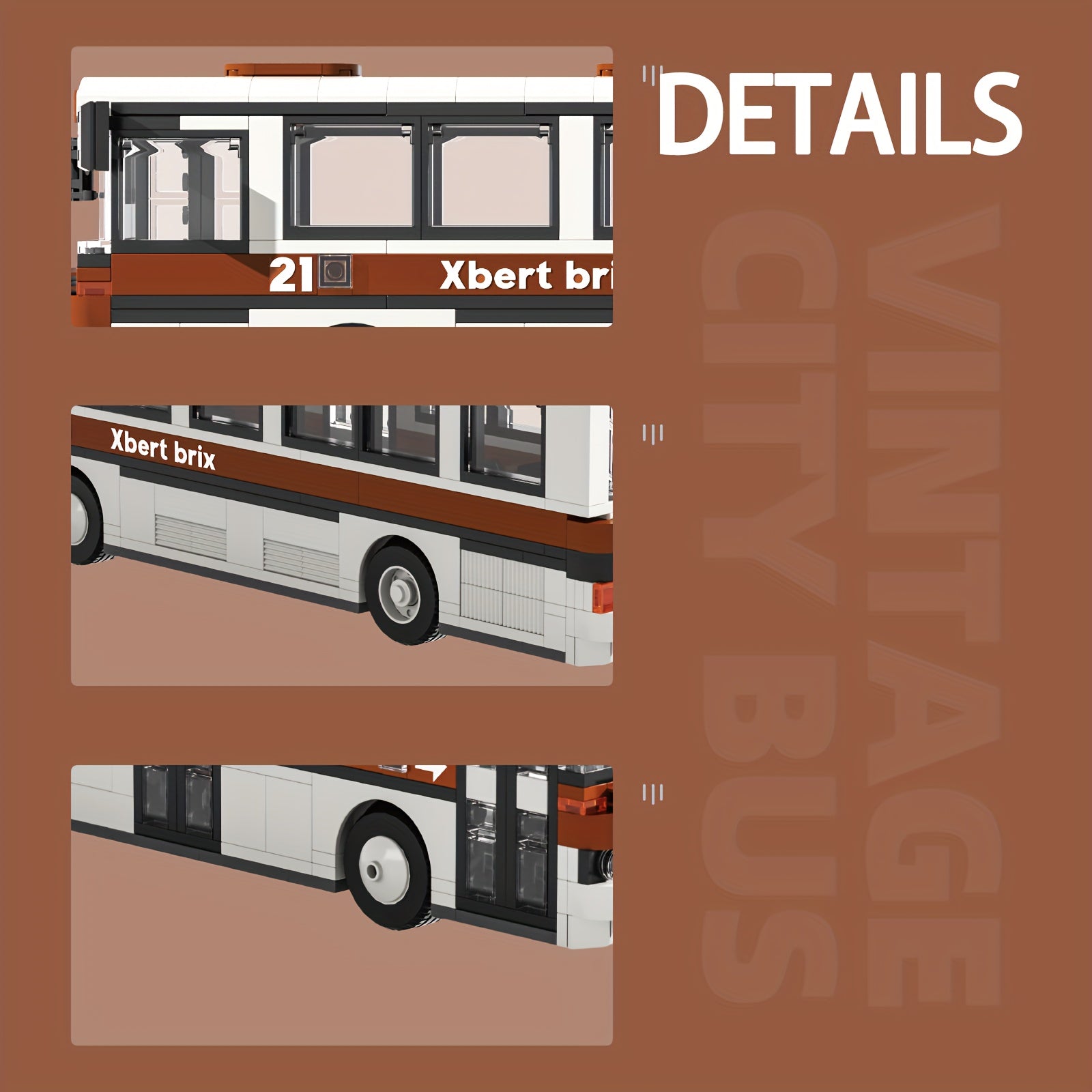 City Bus Model Vehicle Building Block Set Toy Kit