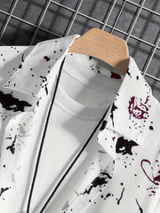 Paint Splatter Pattern Hawaiian Shirt for Summer Vacation
