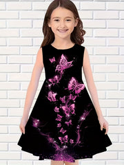 Girls Butterfly Sleeveless Dress for Summer Party