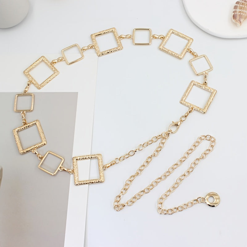 Metal Waist Chain Women's Square Belt For Dress Shirt Suit