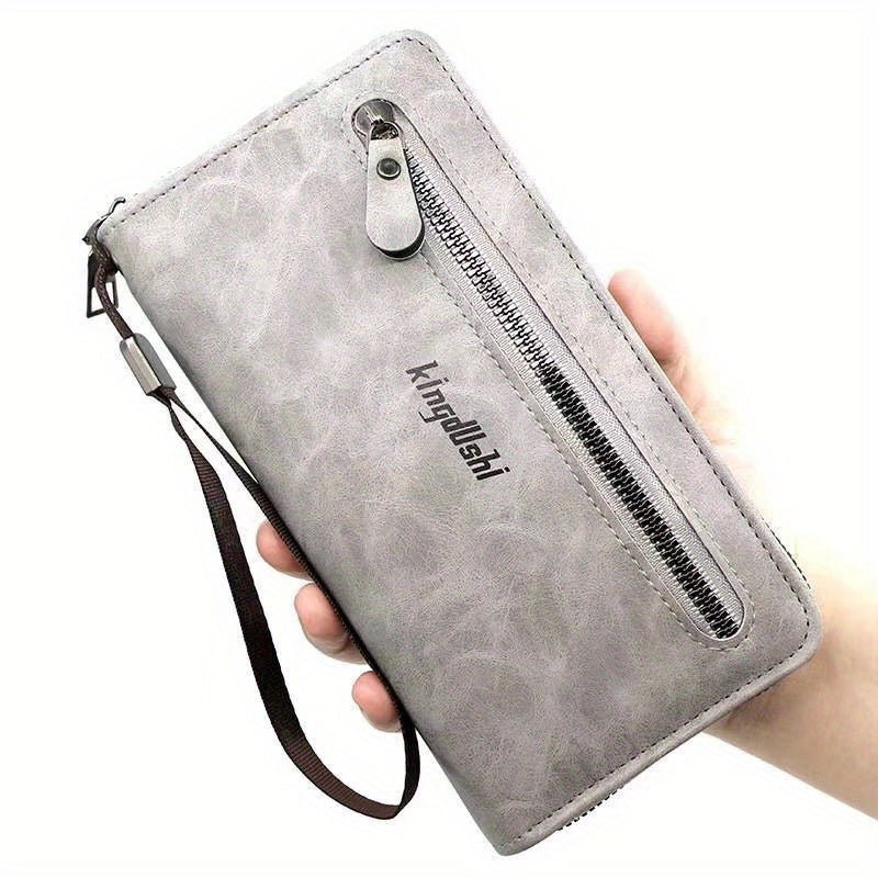 Men's Leather Long Wallet Business Clutch Bag