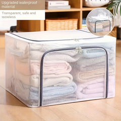66L Waterproof Storage Box Nylon PVC Foldable Clothes Storage Box