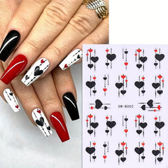 Valentine Nail Art Stickers With Heart Self Adhesive Nail Decals